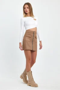 Ceylen Pocket Detay Suede Skirt - Image 7