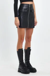 Ceylen Pocket Detay Leather Skirt - Image 3