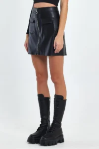 Ceylen Pocket Detay Leather Skirt - Image 4