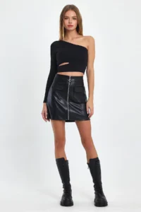 Ceylen Pocket Detay Leather Skirt - Image 5