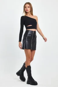 Ceylen Pocket Detay Leather Skirt - Image 6