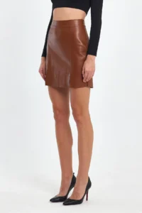 Ceylen Double Slit Leather Skirt - Image 4