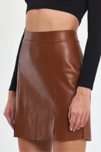 Ceylen Double Slit Leather Skirt - Image 5