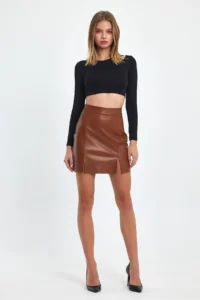 Ceylen Double Slit Leather Skirt - Image 6
