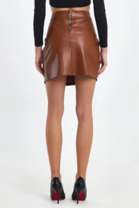 Ceylen Double Slit Leather Skirt - Image 8