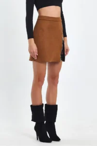 Ceylen Lace Detay Suede Skirt - Image 2