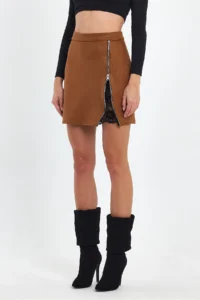 Ceylen Lace Detay Suede Skirt - Image 3