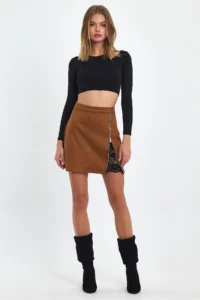 Ceylen Lace Detay Suede Skirt - Image 5