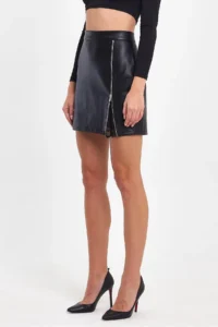 Ceylen Lace Detay Leather Skirt - Image 3