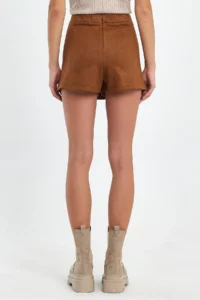 Ceylen Double Slit Suede Shorts Skirt - Image 7