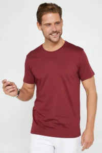 Tudors Unisex 5 Pack Black-White-Khaki-Claret Red-Mink Slim Fit Narrow Cut 100% Cotton Crew Neck T-Shirt - Image 4