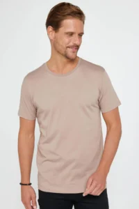 Tudors Unisex 5 Pack Black-White-Khaki-Claret Red-Mink Slim Fit Narrow Cut 100% Cotton Crew Neck T-Shirt - Image 5