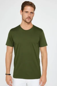 Tudors Unisex 5 Pack Black-White-Khaki-Claret Red-Mink Slim Fit Narrow Cut 100% Cotton Crew Neck T-Shirt - Image 6