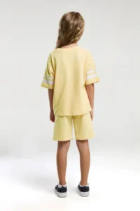 US Polo Assn. Premium Yellow Girls' T-Shirt Shorts Set - Image 3