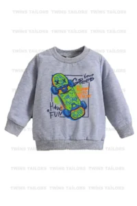 twins tailors Skateboard Printed 3 Pack Unisex Grey-Black-Navy Blue Crew Neck Kids Sweatshirt - Image 4