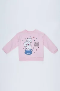 DeFacto Baby Girl Regular Fit Printed Crew Neck Sweatshirt