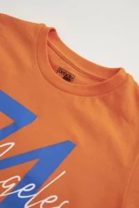 DeFacto Boys' Orange Text Printed Short Sleeve T-Shirt - Image 8