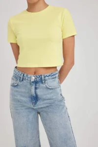 DeFacto Cool Fitted Basic Short Sleeve Crop T-Shirt - Image 4