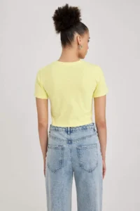DeFacto Cool Fitted Basic Short Sleeve Crop T-Shirt - Image 5