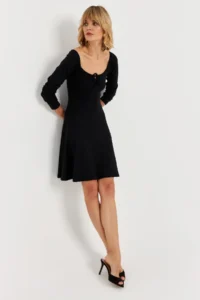 Cool & Sexy Women Black Front tied up Mini Dress