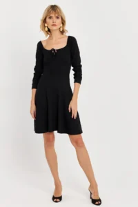 Cool & Sexy Women Black Front tied up Mini Dress - Image 2