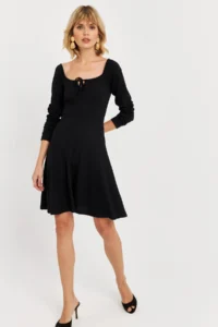 Cool & Sexy Women Black Front tied up Mini Dress - Image 3