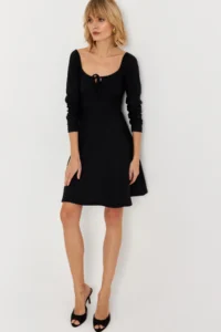 Cool & Sexy Women Black Front tied up Mini Dress - Image 4