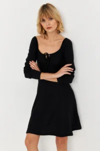 Cool & Sexy Women Black Front tied up Mini Dress - Image 5