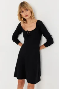Cool & Sexy Women Black Front tied up Mini Dress - Image 6