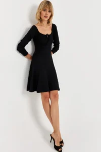 Cool & Sexy Women Black Front tied up Mini Dress - Image 7