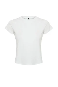 TRENDYOLMİLLA White Reflector Print Detailed Knitting Sports T-Shirt - Image 7
