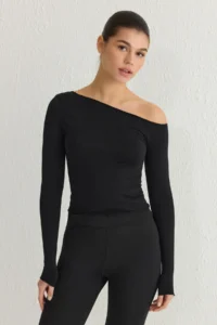 TRENDYOLMİLLA Black Seamless Long Sleeve Knitting Sports T-Shirt