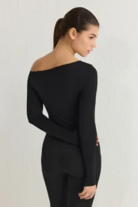 TRENDYOLMİLLA Black Seamless Long Sleeve Knitting Sports T-Shirt - Image 5