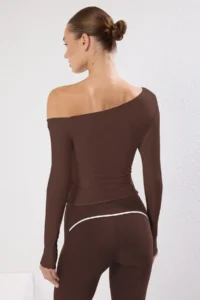 TRENDYOLMİLLA Brown Seamless Long Sleeve Knitting Sports T-Shirt - Image 2