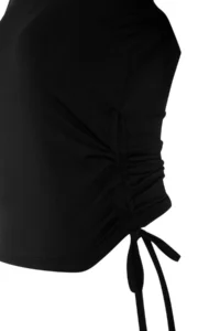 TRENDYOLMİLLA Black Shirred Binding Detailed Micro Material Knitting Sports T-Shirt - Image 6