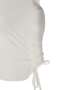 TRENDYOLMİLLA Ecru Shirred Binding Detailed Micro Material Knitting Sports T-Shirt - Image 6