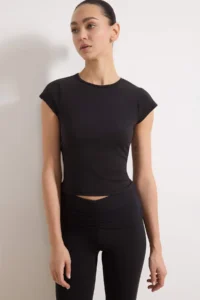 TRENDYOLMİLLA Black Soft Brushed Material Knitting Sports T-Shirt