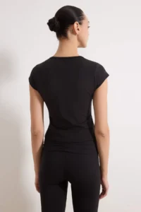 TRENDYOLMİLLA Black Soft Brushed Material Knitting Sports T-Shirt - Image 4