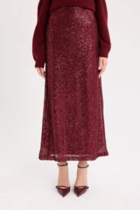 DeFacto A Cut Normal Waist Sequined Fabric Maxi Skirt - Image 4