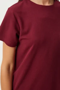 Happiness İstanbul Women's Claret Red Crew Neck Basic Crepe Dress - Image 4