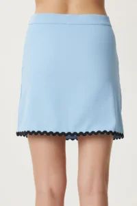 Happiness İstanbul Women's Sky Blue Contrast Stitched Mini Woven Skirt - Image 5
