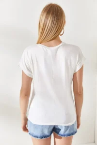 Olalook Women Ecru Hairy Printed T-shirt - Image 6