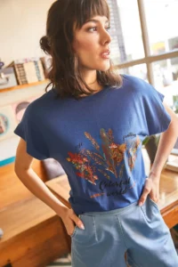 Olalook Women's Midnight Blue Furry Printed T-Shirt - Image 4