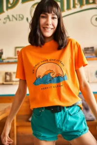 Olalook Women Orange Ocean T-Shirt