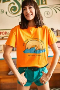 Olalook Women Orange Ocean T-Shirt - Image 2