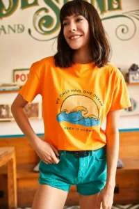 Olalook Women Orange Ocean T-Shirt - Image 4