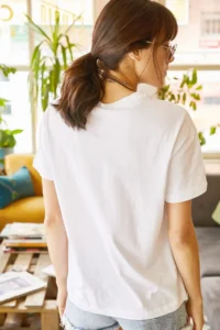 Olalook Women White Flower Printed T-shirt - Image 5