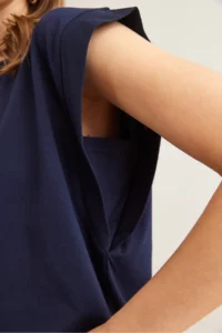 Olalook Women's Navy Blue Armpit Piece Bat T-Shirt - Image 6