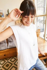 Olalook Women's White Underarm Piece Bat T-shirt - Image 3