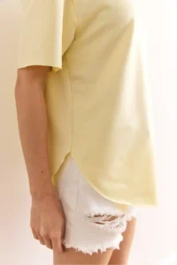 Olalook Women's Yellow Modal Touch Soft Textured Oval Bottom T-Shirt - Image 7